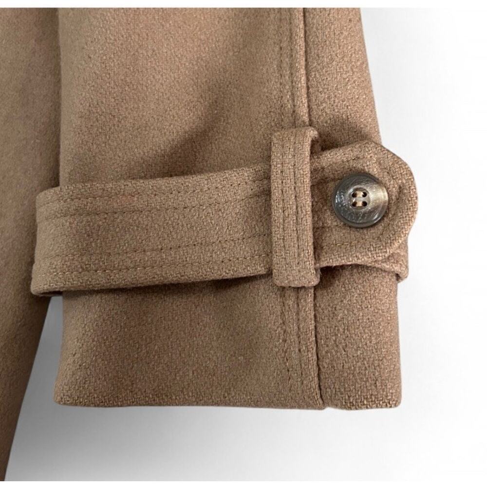 Vintage 70s Sears Women’s Tan Wool Peacoat Real Fur Collar Button Closure S/M - Picture 5 of 10